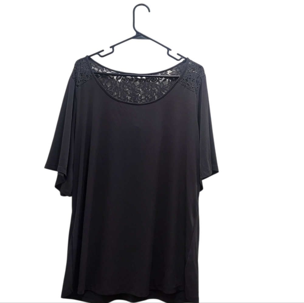 TORRID Charcoal Gray Lace Yoke Scoop Neck Tunic Plus Size 2X